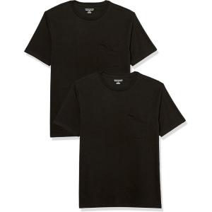 imageAmazon Essentials Mens TShirts ShortSleeve Crewneck Pocket Cotton 2PackBlack