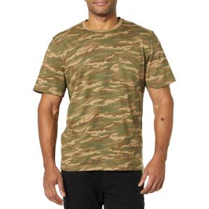 imageAmazon Essentials Mens TShirts ShortSleeve Crewneck Pocket Cotton 2PackBlackCamo Print