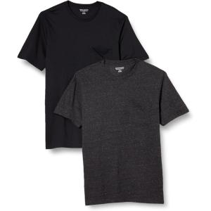 imageAmazon Essentials Mens TShirts ShortSleeve Crewneck Pocket Cotton 2PackBlackCharcoal Heather
