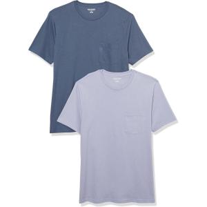 imageAmazon Essentials Mens TShirts ShortSleeve Crewneck Pocket Cotton 2PackDark BlueLavender