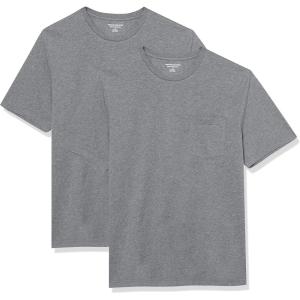 imageAmazon Essentials Mens TShirts ShortSleeve Crewneck Pocket Cotton 2PackGrey Heather
