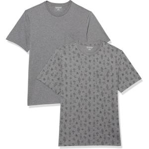 imageAmazon Essentials Mens TShirts ShortSleeve Crewneck Pocket Cotton 2PackGrey Heather Cactus
