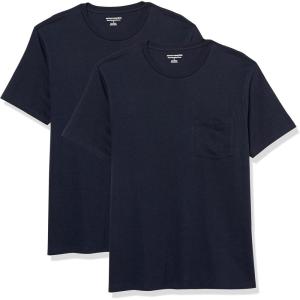 imageAmazon Essentials Mens TShirts ShortSleeve Crewneck Pocket Cotton 2PackNavy
