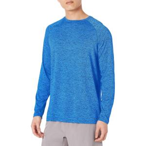 imageAmazon Essentials Mens Tech Stretch LongSleeve TShirt  Discontinued ColorsBlue Heather