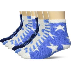 imageAmazon Essentials Unisex Kids Fuzzy Cozy Socks 4 PairsBlue Multi