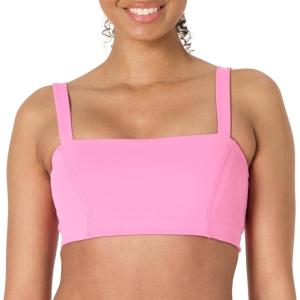imageAmazon Essentials Womens Active FormFlex Buttery Soft Light Support Bandeau Sports Bra with Adjustable StrapsFlamingo Pink