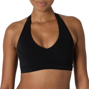 imageAmazon Essentials Womens Active FormFlex Buttery Soft Light Support Halter VNeck Sports BraBlack