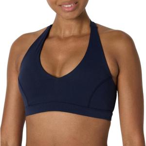 imageAmazon Essentials Womens Active FormFlex Buttery Soft Light Support Halter VNeck Sports BraNavy