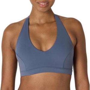 imageAmazon Essentials Womens Active FormFlex Buttery Soft Light Support Halter VNeck Sports BraSlate Grey