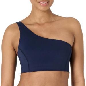 imageAmazon Essentials Womens Active FormFlex Buttery Soft Light Support One Shoulder Strappy Back Sports BraNavy