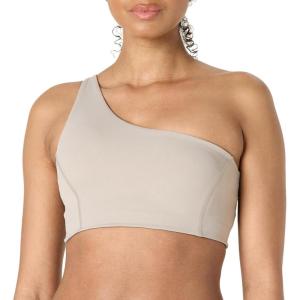 imageAmazon Essentials Womens Active FormFlex Buttery Soft Light Support One Shoulder Strappy Back Sports BraTaupe