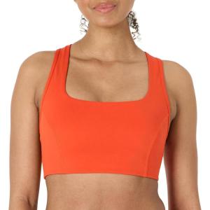 imageAmazon Essentials Womens Active FormFlex Buttery Soft Light Support Square Neck Racerback Sports BraBright Red
