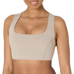 imageAmazon Essentials Womens Active FormFlex Buttery Soft Light Support Square Neck Racerback Sports BraTaupe