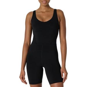 imageAmazon Essentials Womens Active Formflex Buttery Soft One Piece Shorts Romper Jumpsuit with BuiltIn BraBlack