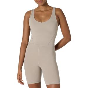 imageAmazon Essentials Womens Active Formflex Buttery Soft One Piece Shorts Romper Jumpsuit with BuiltIn BraTaupe