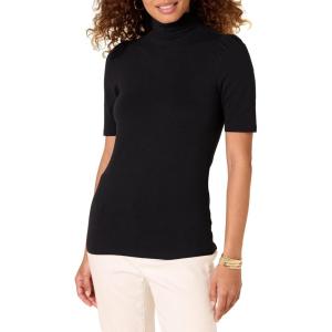 imageAmazon Essentials Womens Cotton Modal Draped Puff Sleeve TurtleneckBlack