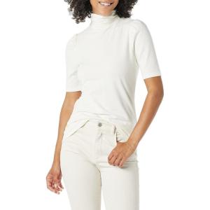 imageAmazon Essentials Womens Cotton Modal Draped Puff Sleeve TurtleneckIvory