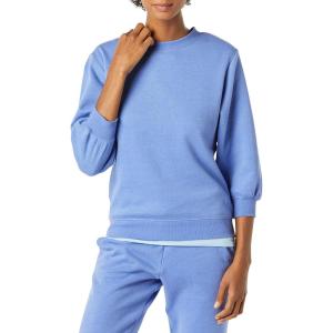 imageAmazon Essentials Womens French Terry Fleece Crewneck Sweatshirt with Sleeve DetailBlue