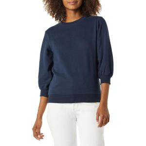imageAmazon Essentials Womens French Terry Fleece Crewneck Sweatshirt with Sleeve DetailNavy