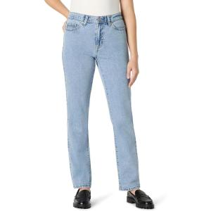 imageAmazon Essentials Womens Medium Stretch SlimFit MidRise Straight Leg JeanIced Blue Light Wash
