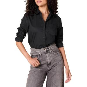 imageAmazon Essentials Womens RegularFit LongSleeve ButtonDown Poplin ShirtBlack