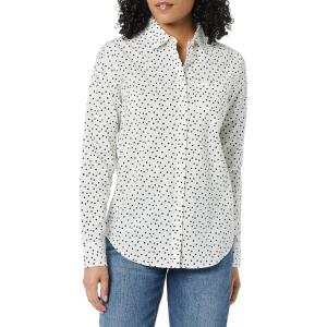imageAmazon Essentials Womens RegularFit LongSleeve ButtonDown Poplin ShirtBlack White Dots