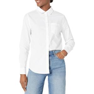 imageAmazon Essentials Womens RegularFit LongSleeve ButtonDown Poplin ShirtWhite