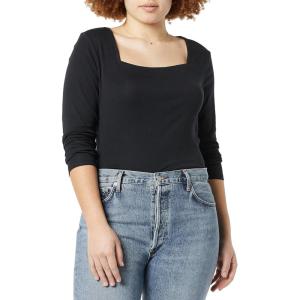 imageAmazon Essentials Womens SlimFit Long Sleeve Square Neck TShirtBlack