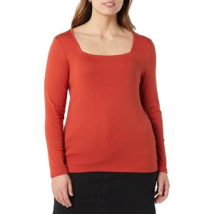 imageAmazon Essentials Womens SlimFit Long Sleeve Square Neck TShirtBrick Red