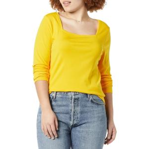 imageAmazon Essentials Womens SlimFit Long Sleeve Square Neck TShirtGolden Yellow