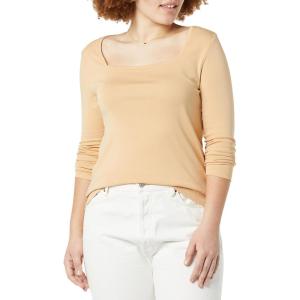 imageAmazon Essentials Womens SlimFit Long Sleeve Square Neck TShirtLight Camel
