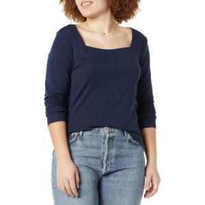 imageAmazon Essentials Womens SlimFit Long Sleeve Square Neck TShirtNavy