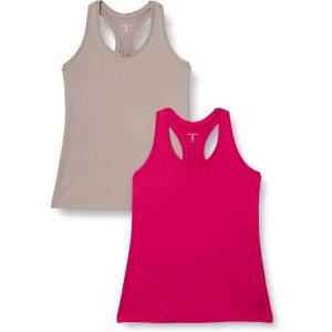 imageAmazon Essentials Womens Tech Stretch Racerback Tank Top Pack of 2BeigeHot Pink