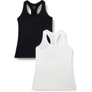 imageAmazon Essentials Womens Tech Stretch Racerback Tank Top Pack of 2BlackWhite