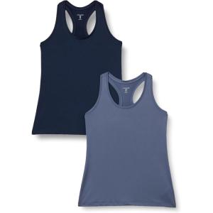 imageAmazon Essentials Womens Tech Stretch Racerback Tank Top Pack of 2NavySlate Grey