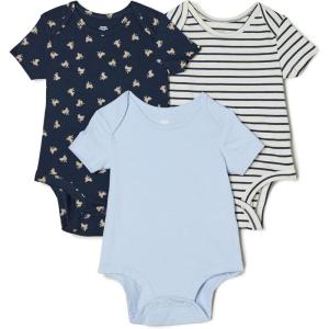 imageAmazon Essentials x Sofia Grainge Unisex Babies Short Sleeve Crewneck Bodysuit Pack of 3BunniesLight BlueStripe