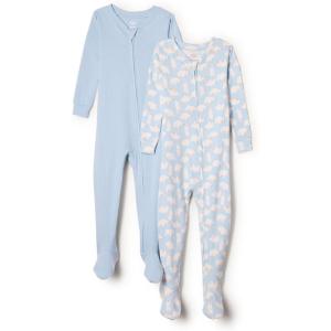 imageAmazon Essentials x Sofia Grainge Unisex Toddlers and Babies SnugFit Cotton Footed Pajamas Pack of 2Light BluePolar Bear