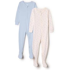imageAmazon Essentials x Sofia Grainge Unisex Toddlers and Babies SnugFit Cotton Footed Pajamas Pack of 2Little BunniesPale Blue