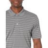 imageAmazon Essentials Mens Golf Polo Shirt MoistureWicking Quick Dry Short SleeveMedium Grey Heather White Stripe