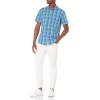 imageAmazon Essentials Mens RegularFit ShortSleeve Poplin ShirtAqua Blue Checked