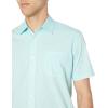 imageAmazon Essentials Mens RegularFit ShortSleeve Poplin ShirtAqua Blue Leaf Print