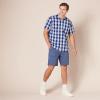 imageAmazon Essentials Mens RegularFit ShortSleeve Poplin ShirtBlue Buffalo Check