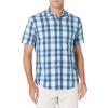 imageAmazon Essentials Mens RegularFit ShortSleeve Poplin ShirtBlue Checked
