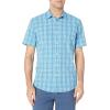 imageAmazon Essentials Mens RegularFit ShortSleeve Poplin ShirtBlue White Plaid