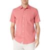imageAmazon Essentials Mens RegularFit ShortSleeve Poplin ShirtCoral Pink White Dots