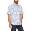 imageAmazon Essentials Mens RegularFit ShortSleeve Poplin ShirtDark Blue White Plaid