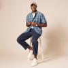 imageAmazon Essentials Mens RegularFit ShortSleeve Poplin ShirtDenim Large Plaid