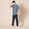 imageAmazon Essentials Mens RegularFit ShortSleeve Poplin ShirtDenim Large Plaid
