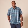 imageAmazon Essentials Mens RegularFit ShortSleeve Poplin ShirtDenim Large Plaid