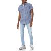 imageAmazon Essentials Mens RegularFit ShortSleeve Poplin ShirtNavy Plaid